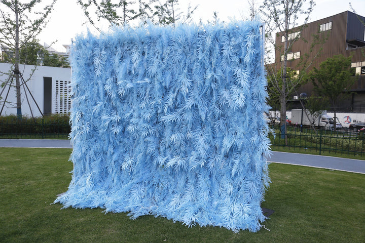 Blue Feather, Artificial Flower Wall, Wedding Party Backdrop