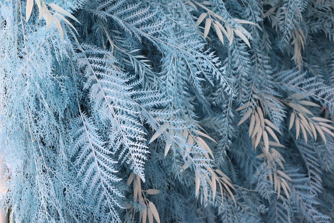 Blue Feather Flower Backdrop, Artificial Flower Wall, Wedding Party Backdrop