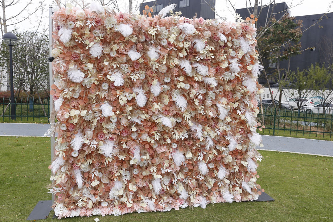 Feather Flower, Artificial Flower Wall, Wedding Party Backdrop