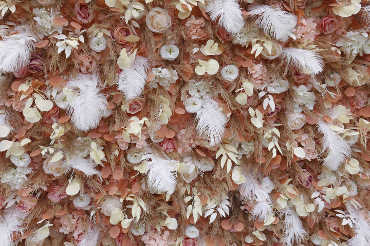 Feather Flower, Artificial Flower Wall, Wedding Party Backdrop