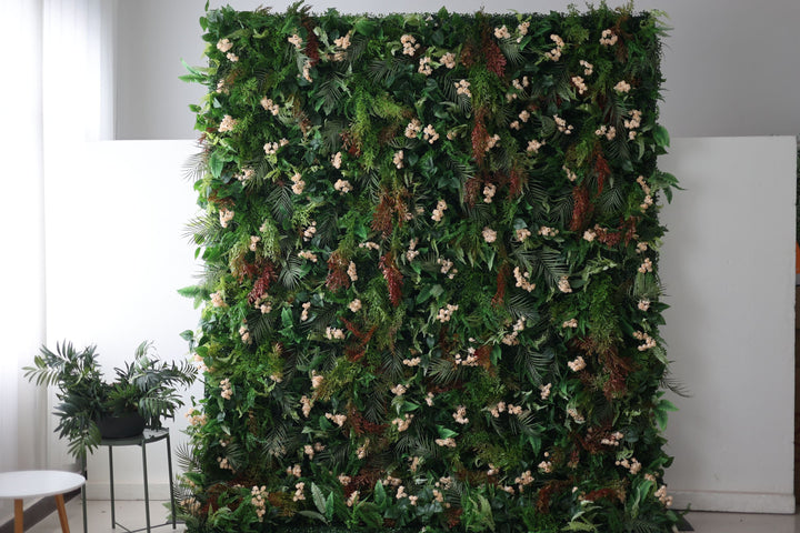 Green Silk Fern Mixed Flower Wall, Artificial Flower Wall, Wedding Party Backdrop