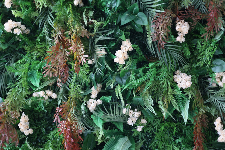 Green Silk Fern Mixed Flower Wall, Artificial Flower Wall, Wedding Party Backdrop