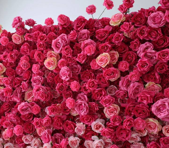 Magenta And White Roses Gradient, 5D, Fabric Backing Artificial Flower Wall
