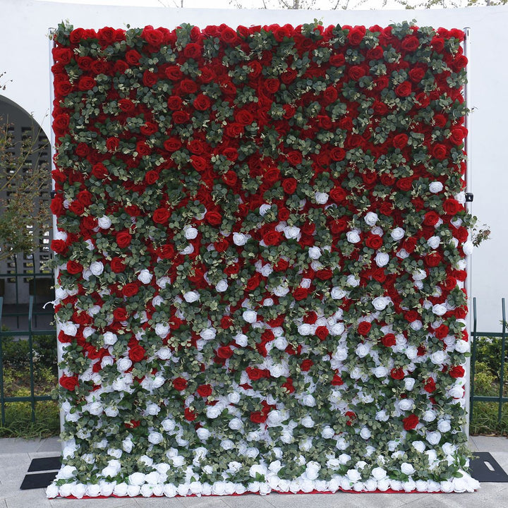 Black Rose And White Rose Gradient, Artificial Flower Wall Backdrop