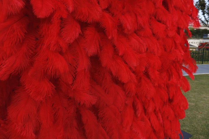3D Red Feather, Artificial Flower Wall, Wedding Party Backdrop
