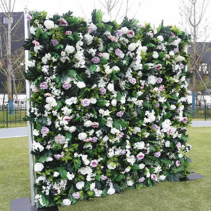 Green Plants White Rose Fabric Cloth Flower Wall Fairy Flower Wedding Backdrop Decor