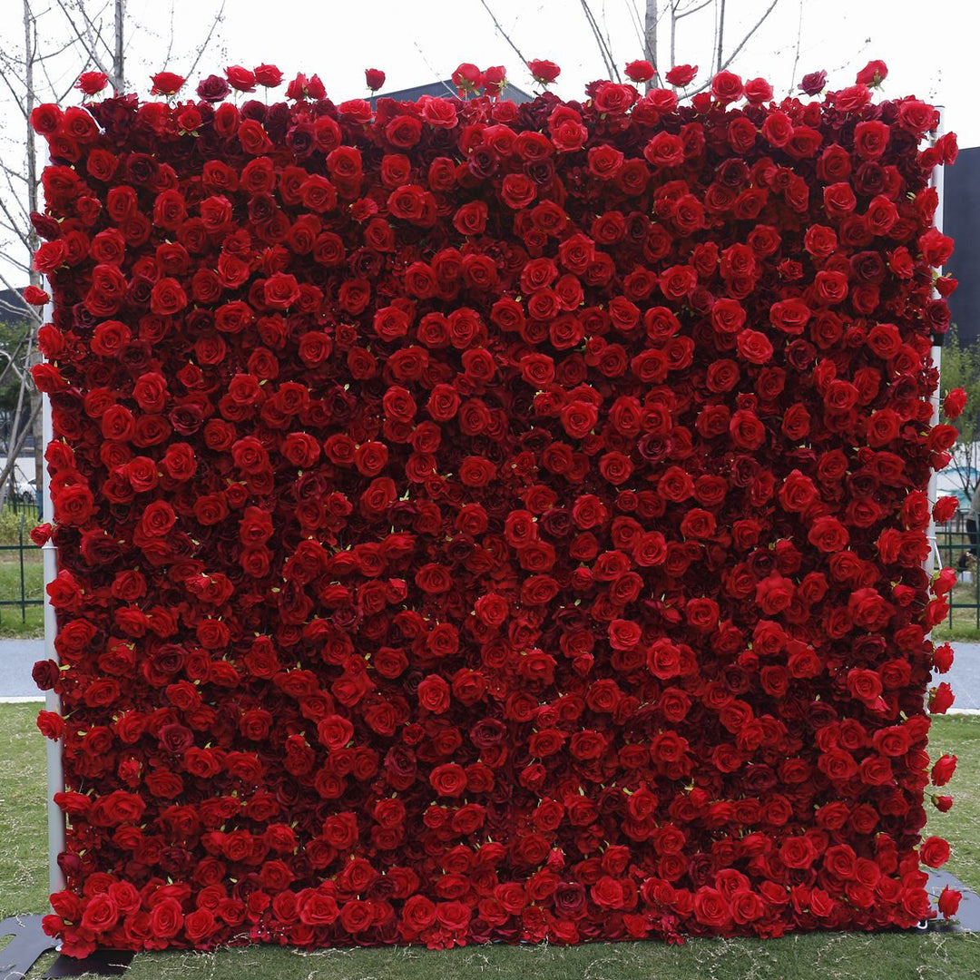 Red Burgundy Rose, Artificial Flower Wall, Wedding Party Backdrop