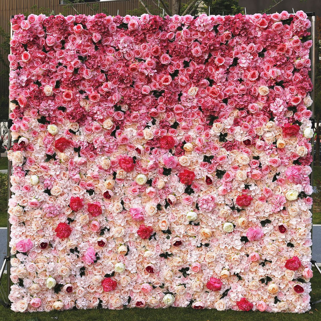 Pink Rose Gradient, Artificial Flower Wall, Wedding Party Backdrop