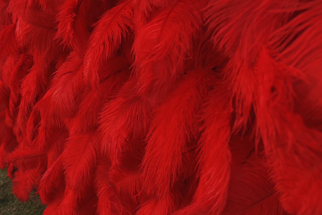 3D Red Feather, Artificial Flower Wall, Wedding Party Backdrop