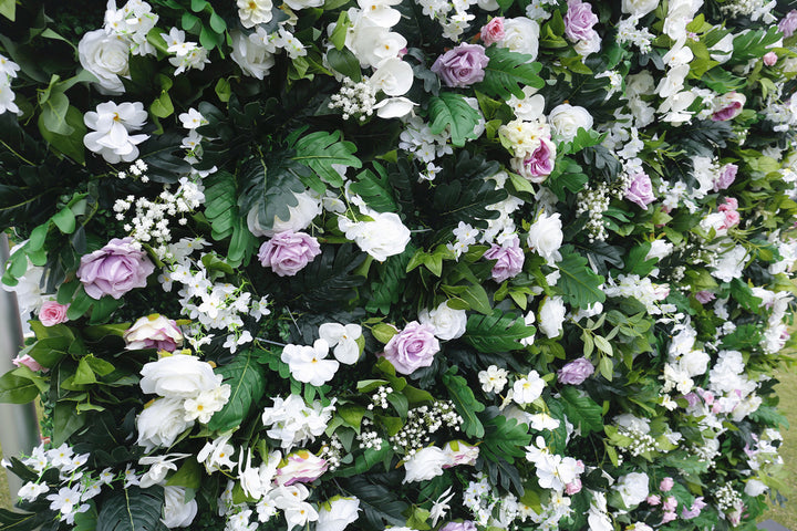 Green Plants White Rose Fabric Cloth Flower Wall Fairy Flower Wedding Backdrop Decor