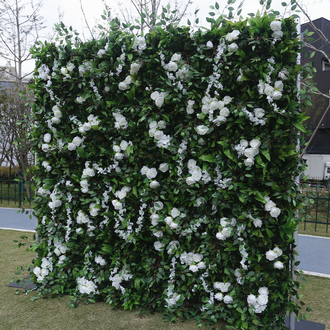 White Artificial Rose, Artificial Flower Wall, Wedding Party Backdrop