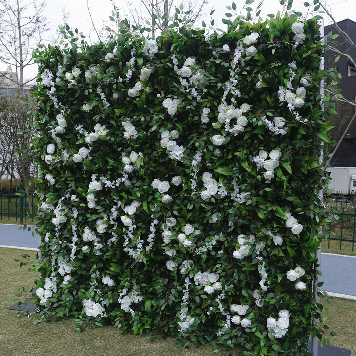 White Artificial Rose, Artificial Flower Wall, Wedding Party Backdrop
