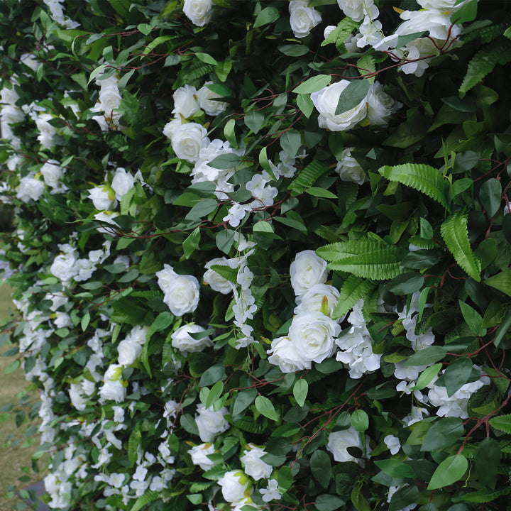 White Artificial Rose, Artificial Flower Wall, Wedding Party Backdrop