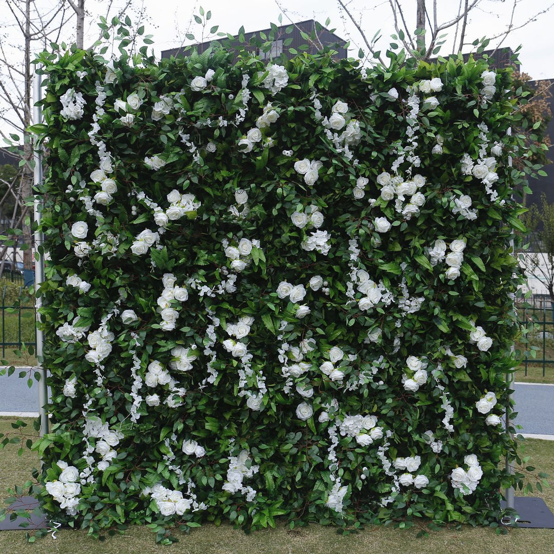 White Artificial Rose, Artificial Flower Wall, Wedding Party Backdrop