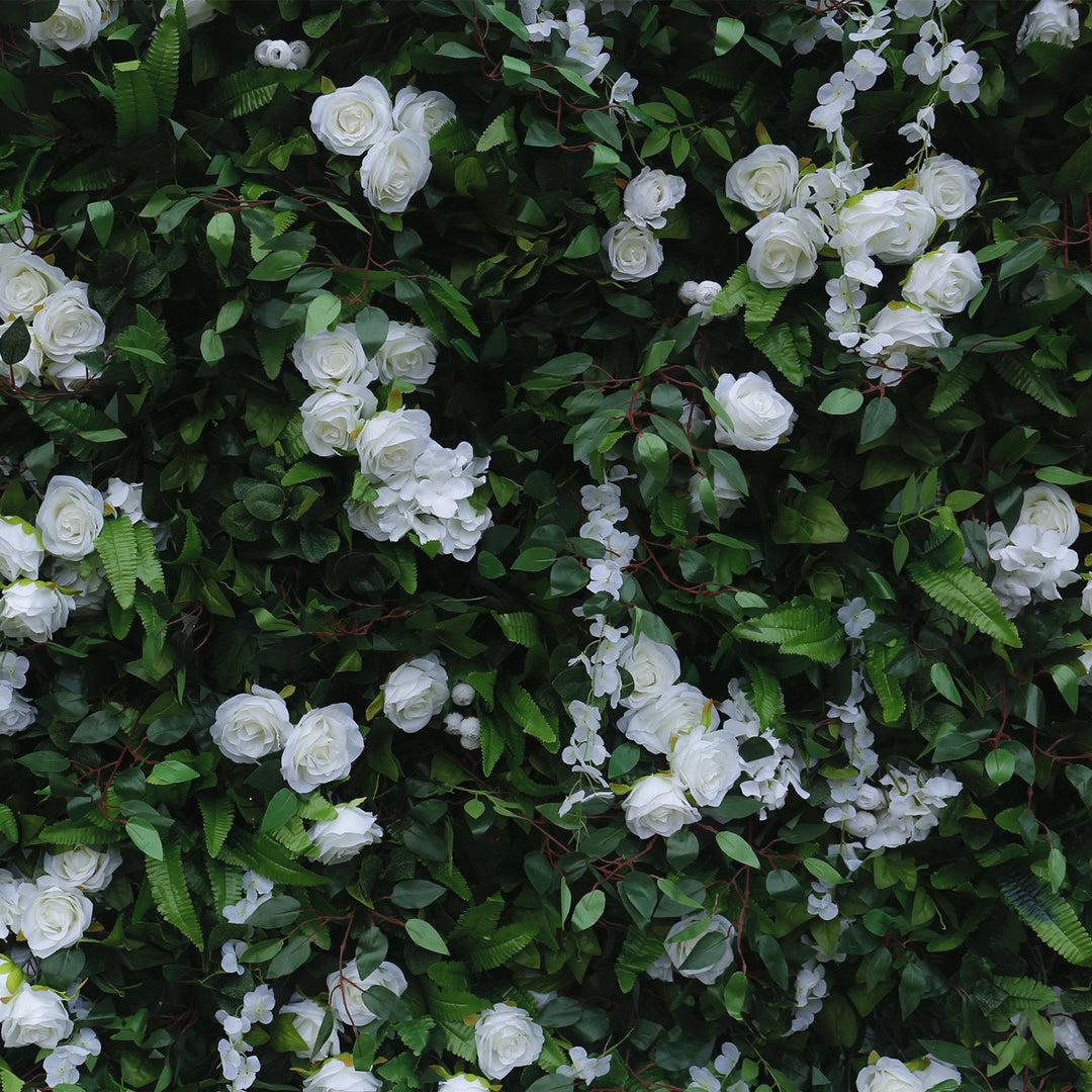 White Artificial Rose, Artificial Flower Wall, Wedding Party Backdrop