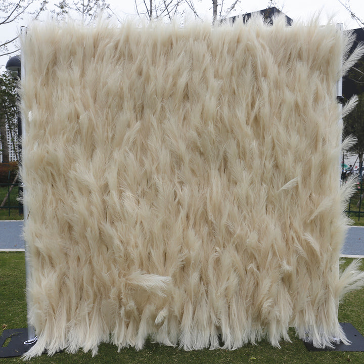 Reed Wall Cattail Pampas Grass, Artificial Flower Wall Backdrop