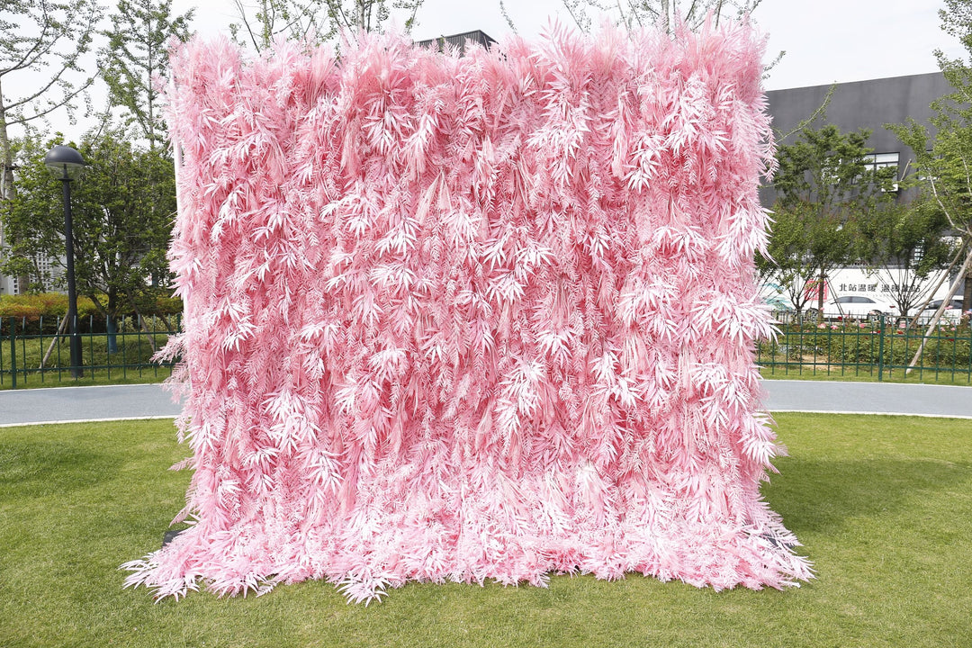 Pink Feather, Artificial Flower Wall, Wedding Party Backdrop
