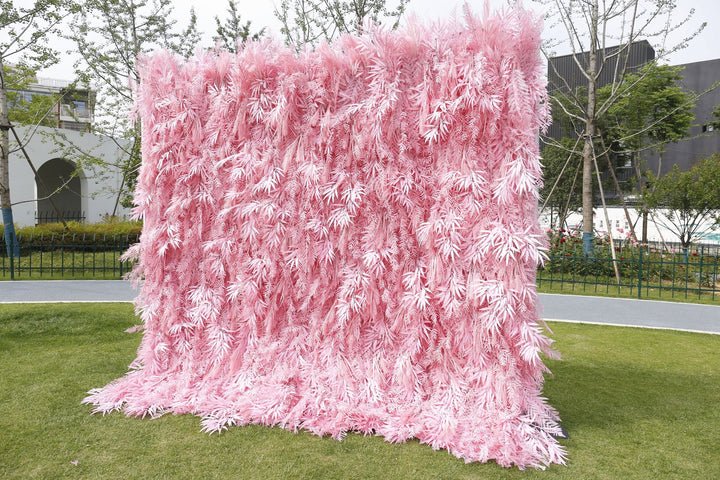 Pink Feather, Artificial Flower Wall, Wedding Party Backdrop