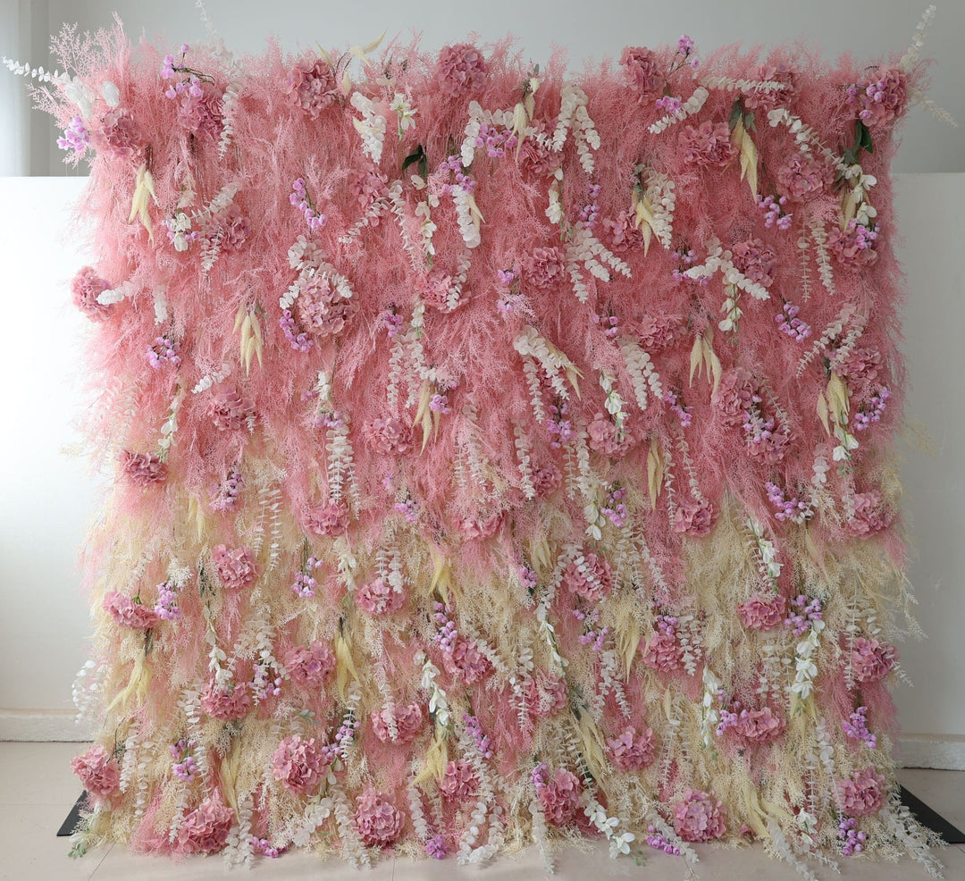 Pink Misty Grass, Reed Pampas Grass, Artificial Flower Wall, Wedding Party Backdrop