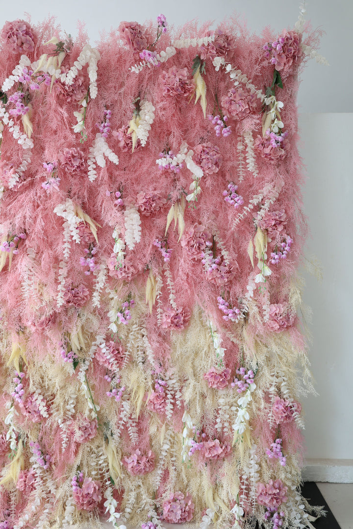 Pink Misty Grass, Reed Pampas Grass, Artificial Flower Wall, Wedding Party Backdrop