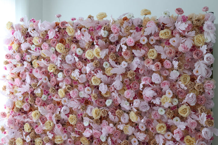 Rose And Feather, Reed Pampas Grass, Artificial Flower Wall, Wedding Party Backdrop