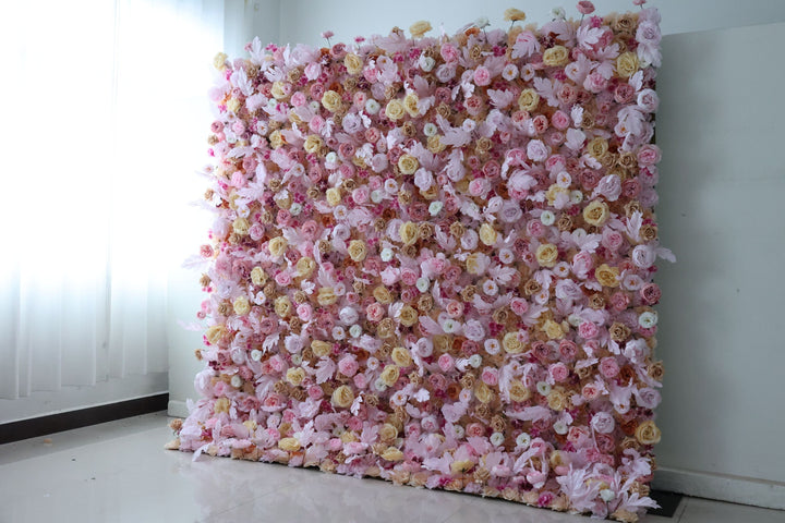 Rose And Feather, Reed Pampas Grass, Artificial Flower Wall, Wedding Party Backdrop