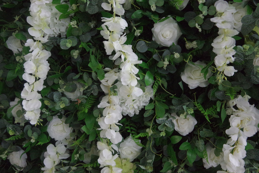 White Goldfish Grass And Green Leaves, Artificial Flower Wall, Wedding Party Backdrop
