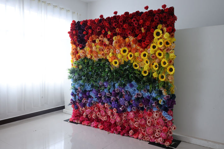 Colorful Flowers, Reed Pampas Grass, Artificial Flower Wall, Wedding Party Backdrop