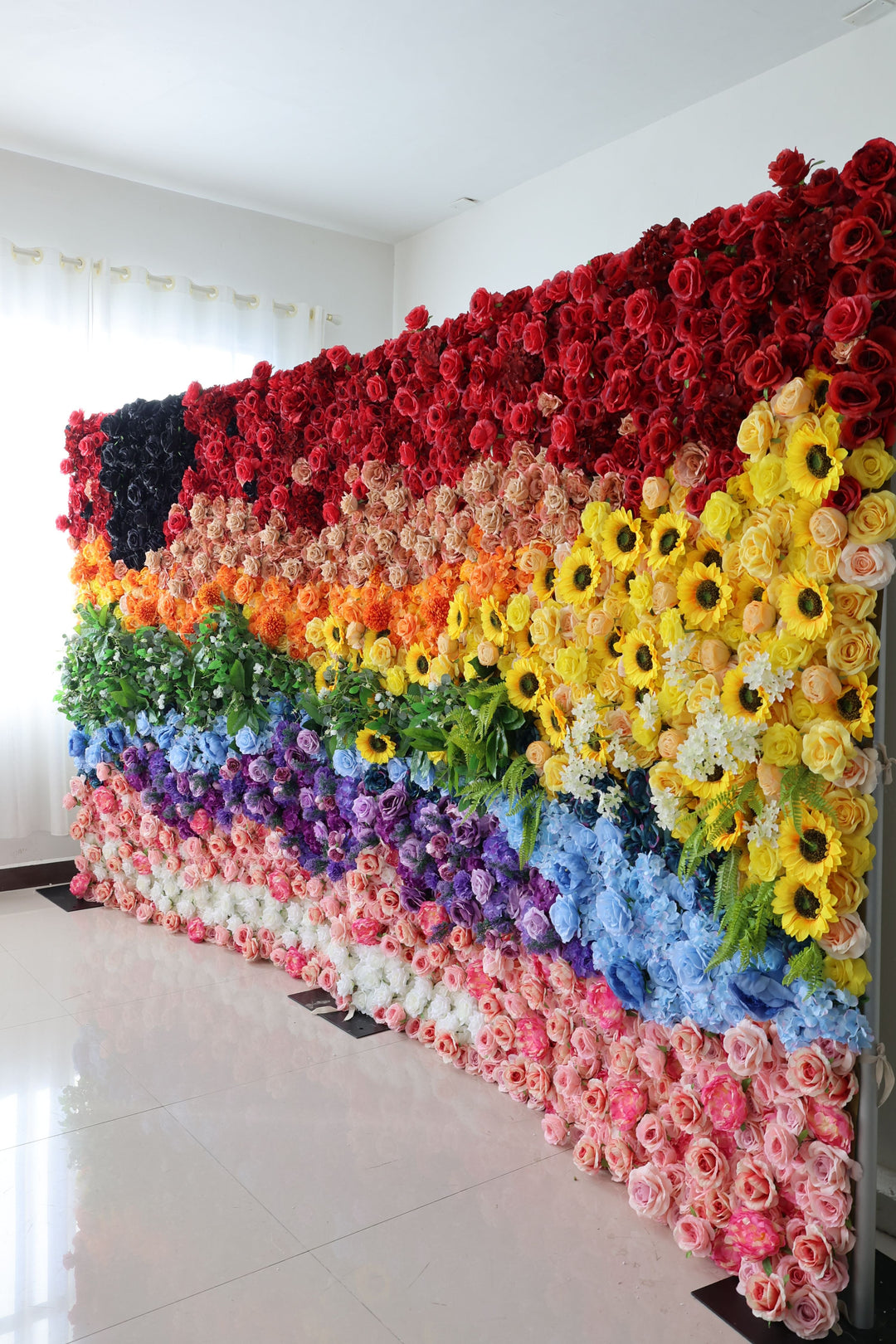 Colorful Flowers Wide, Reed Pampas Grass, Artificial Flower Wall, Wedding Party Backdrop