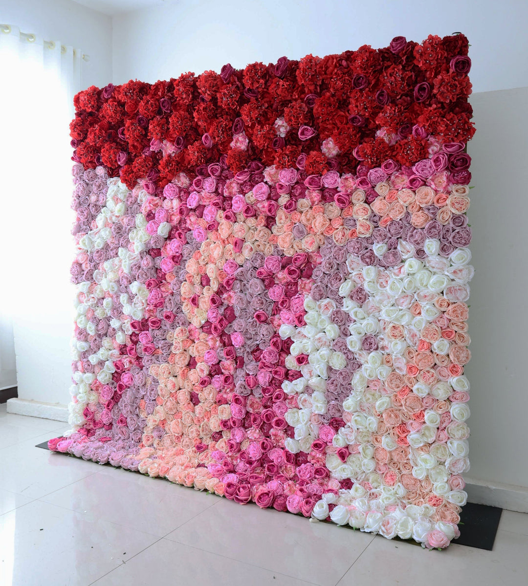 Gradient Mixing Color Roses And Hydrangeas, 3D, Artificial Flower Wall