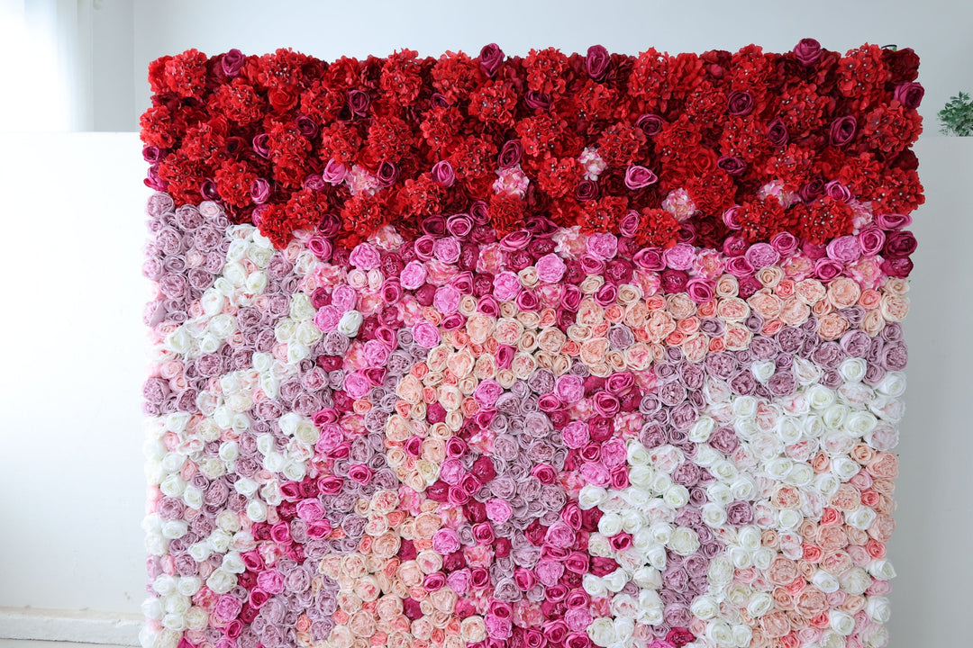 Gradient Mixing Color Roses And Hydrangeas, 3D, Artificial Flower Wall