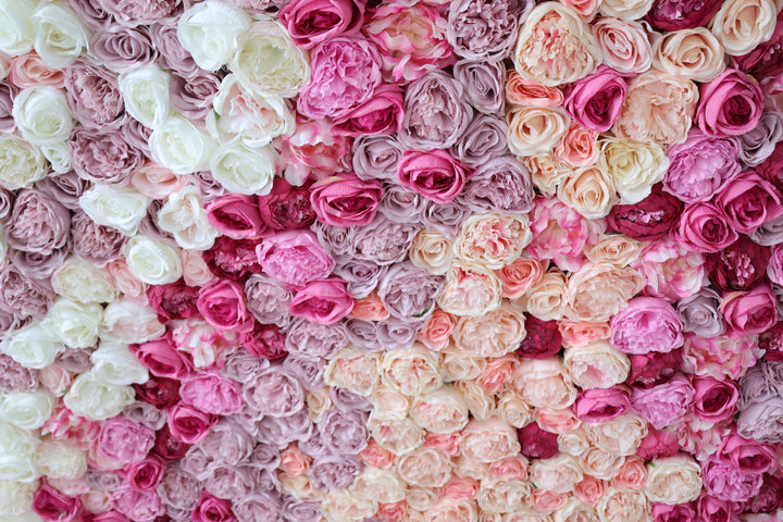 Gradient Mixing Color Roses And Hydrangeas, 3D, Artificial Flower Wall