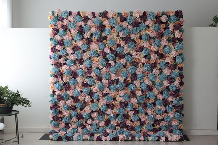 Light Yellow And Purple Roses And Peonieswith Hydrangeas, Artificial Flower Wall Backdrop