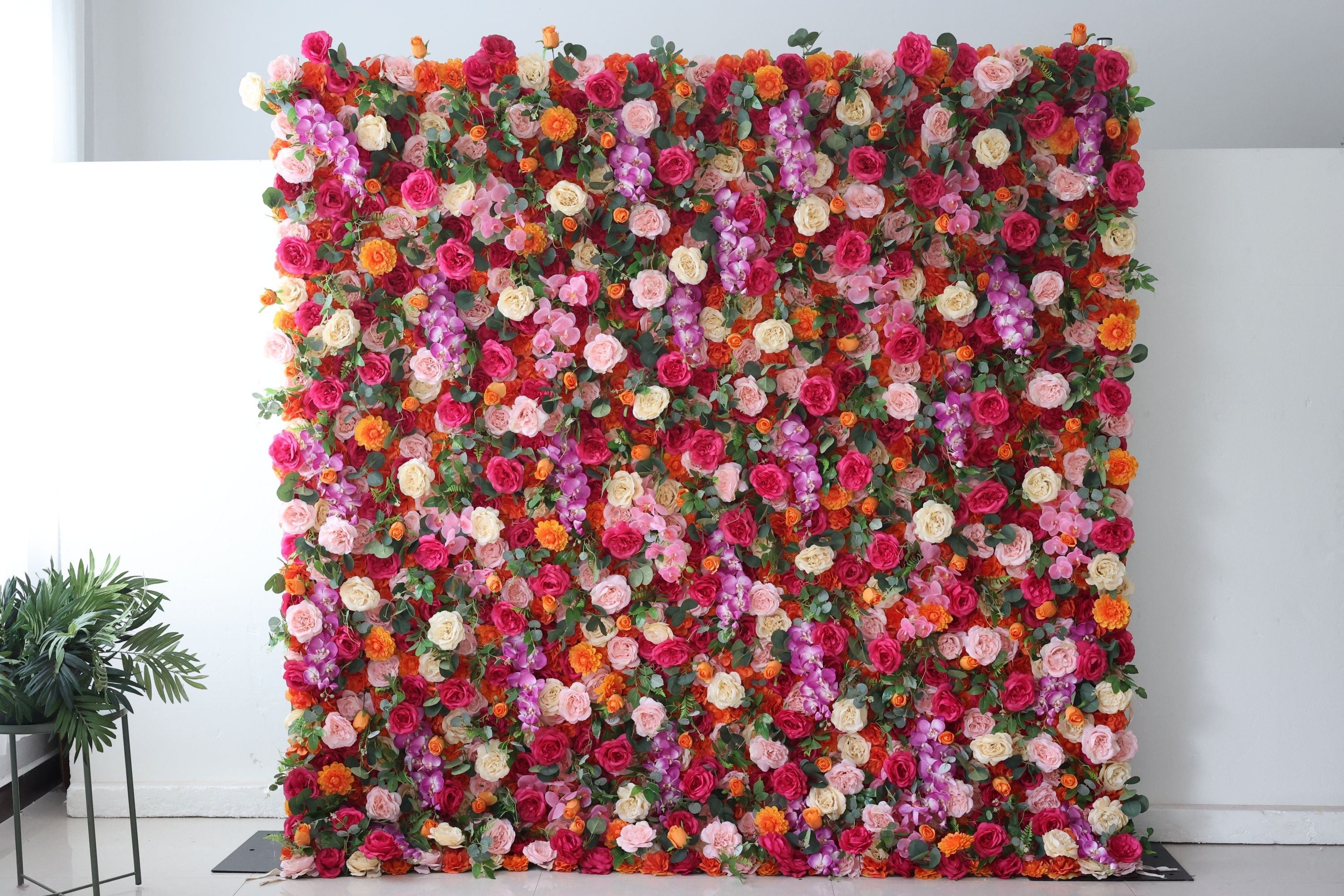 Mixed Color Roses And Green Leaves, Artificial Flower Wall, Wedding Party  Backdrop - FairyFlorist, image size:3000x2000