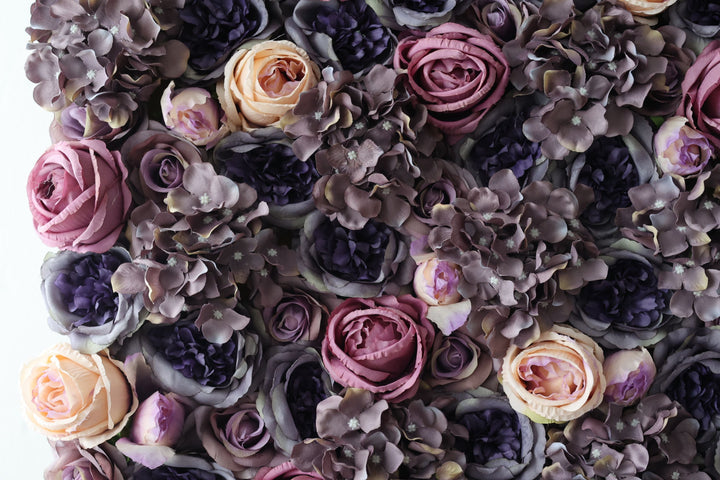 Mixed Color Roses And Purple Hydrangeas And Peonies, Artificial Flower Wall Backdrop