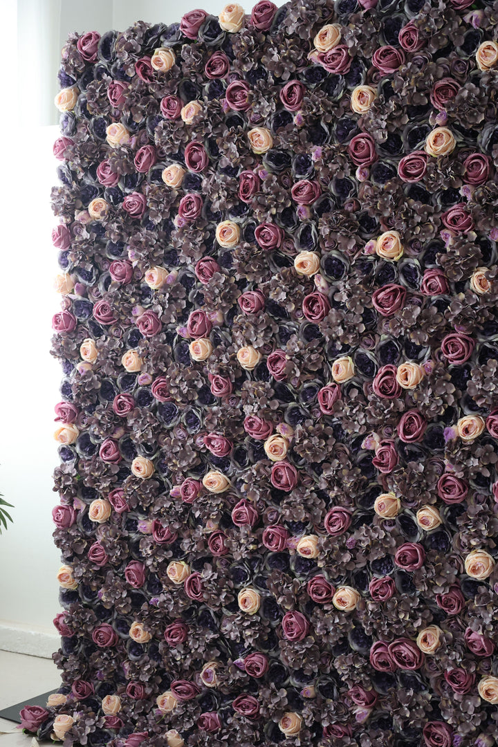 Mixed Color Roses And Purple Hydrangeas And Peonies, Artificial Flower Wall Backdrop