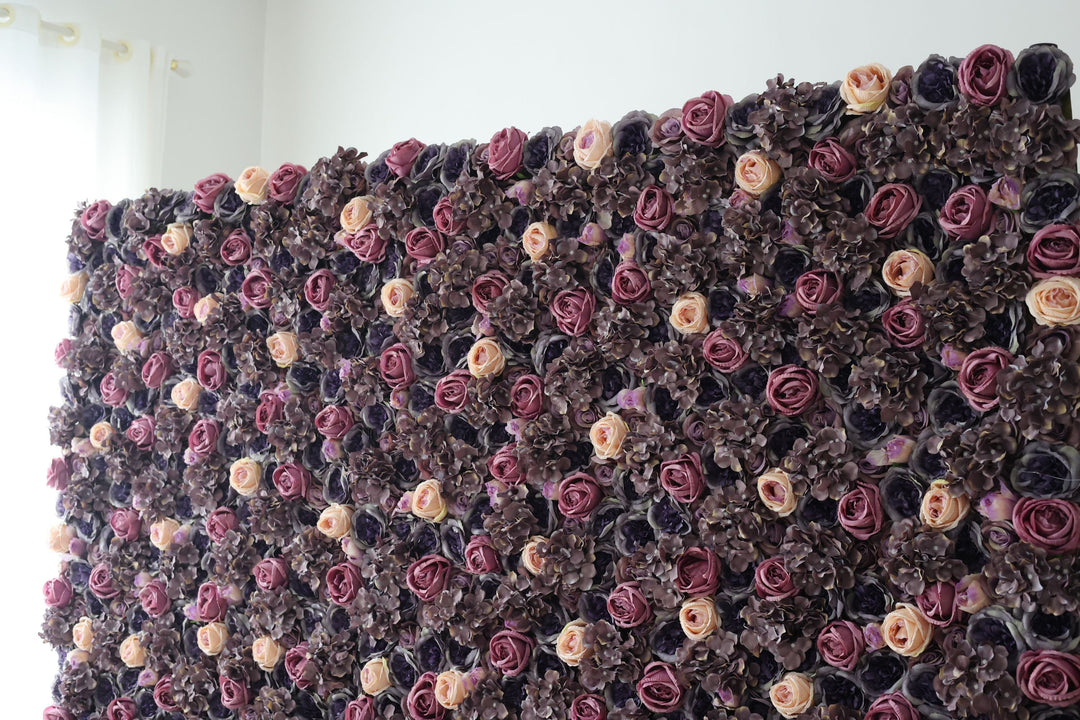 Mixed Color Roses And Purple Hydrangeas And Peonies, Artificial Flower Wall Backdrop