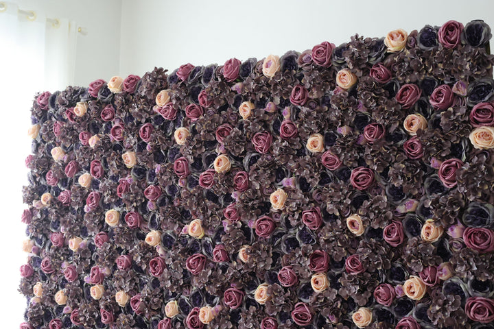 Mixed Color Roses And Purple Hydrangeas And Peonies, Artificial Flower Wall Backdrop