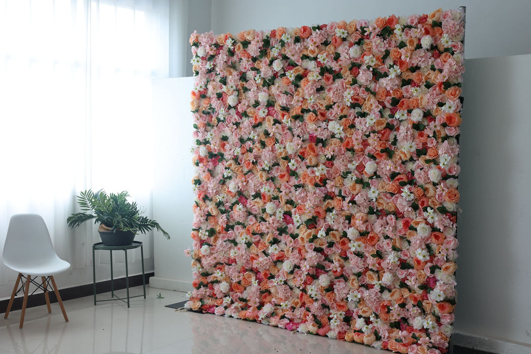Mixed Flowers And Green Leaves, Artificial Flower Wall, Wedding Party Backdrop