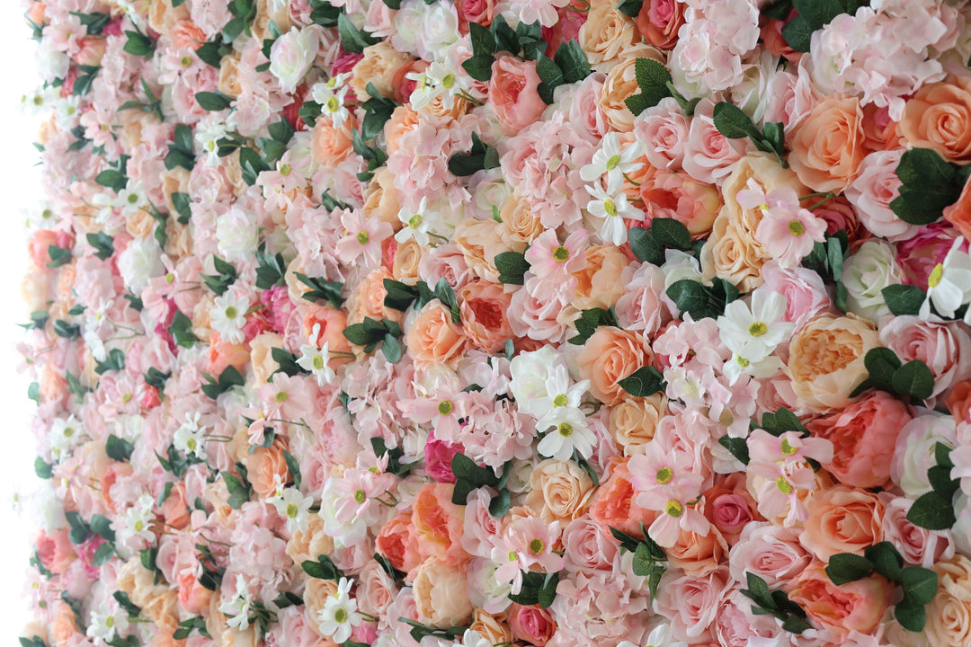 Mixed Flowers And Green Leaves, Artificial Flower Wall, Wedding Party Backdrop