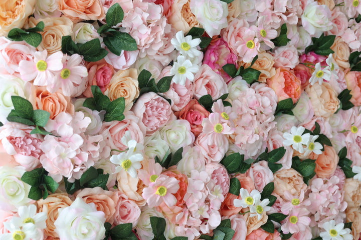 Mixed Flowers And Green Leaves, Artificial Flower Wall, Wedding Party Backdrop