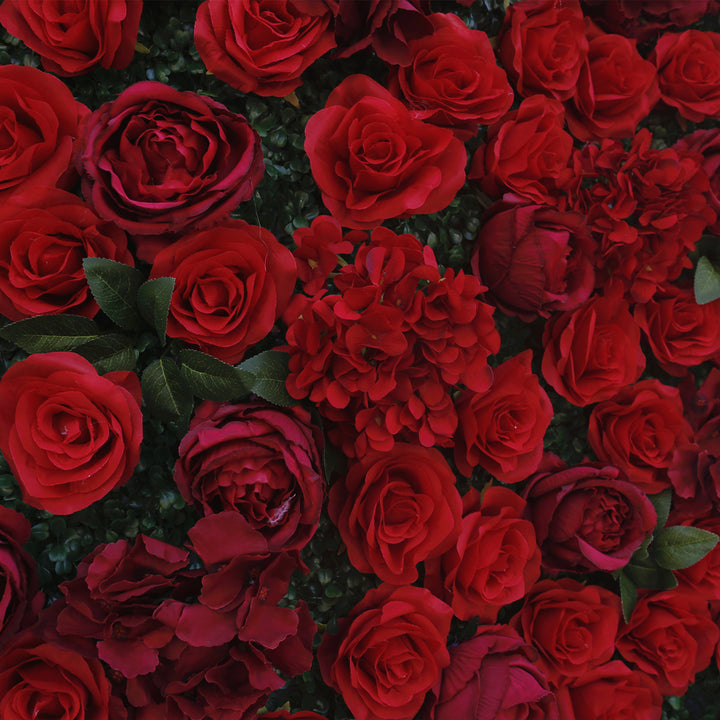Red Rose Peony Hydrangea, Artificial Flower Wall, Wedding Party Backdrop