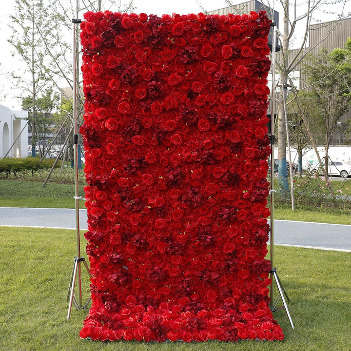 5D Red Rose Hydrangea, Artificial Flower Wall, Wedding Party Backdrop