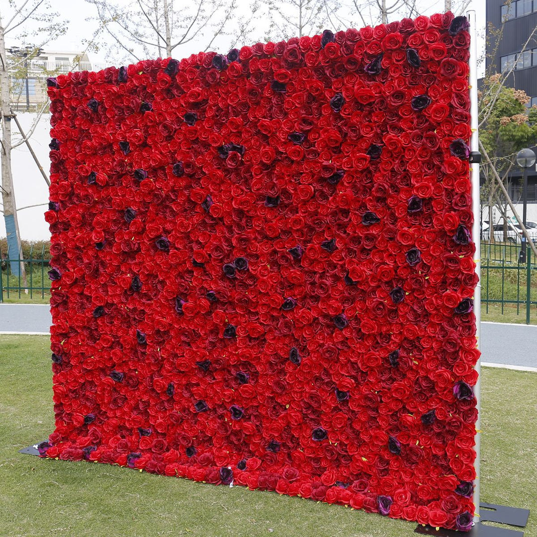 Red Purple Roses, Artificial Flower Wall, Wedding Party Backdrop