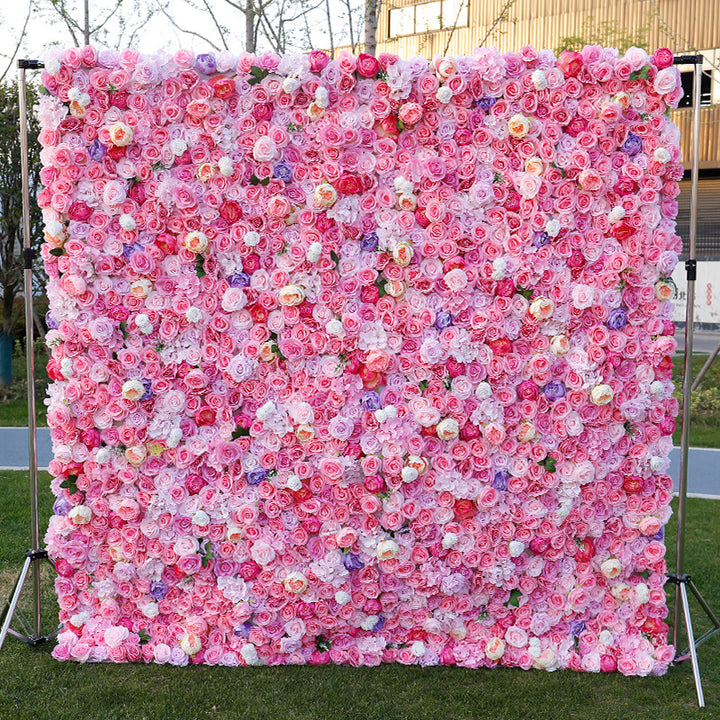 Pink Mixed Color Roses, Artificial Flower Wall, Wedding Party Backdrop