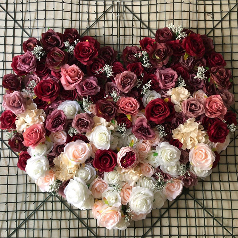 Heart Shape Mixed Color Roses Gradientartificial Flower Wall Backdrop