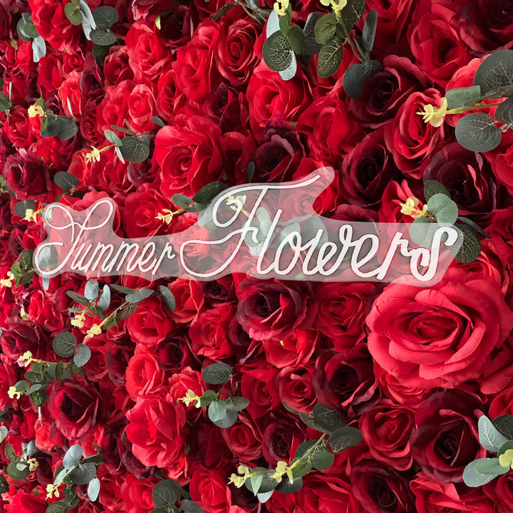 Luxury Eucalyptus Stem Red Roses, Artificial Flower Wall Backdrop, Wedding Backdrop