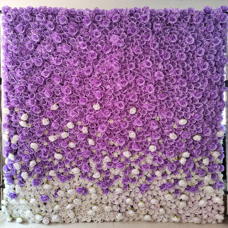 5D Rose Purple White Gradientartificial Flower Wall Backdrop