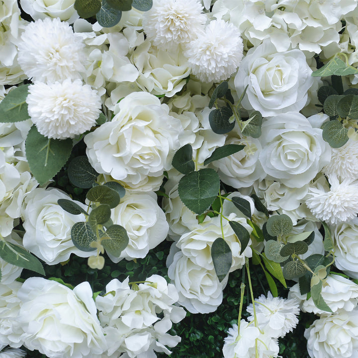 White Artificial Rose, Artificial Flower Wall, Wedding Party Backdrop