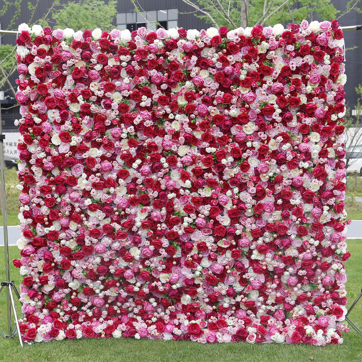 Elegant Red White Pink Roses Artificial Flower Fake Flower Wall Background